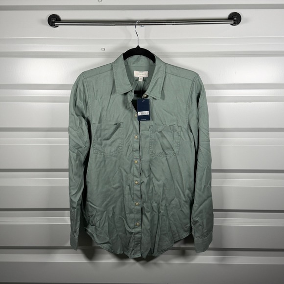 Lucky Brand Tops - Lucky Brand Womens Sage Green Lyocell Utility Button Down Shirt 7WP4267 S NEW